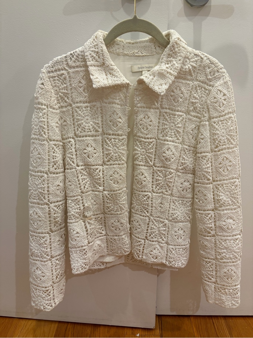 Favorite Daughter Ivory Crochet Open-Front Jacket